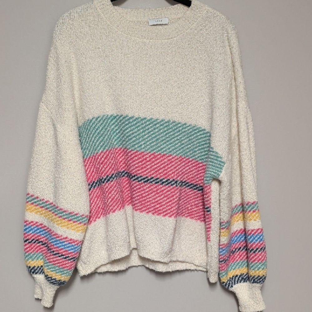 Lush Multicolor Striped Crew Neck Sweater